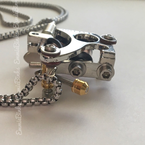 New Stainless Steel Dimensional Tattoo Machine Pendant Necklace | Tattoo Machine - Picture 6 of 15